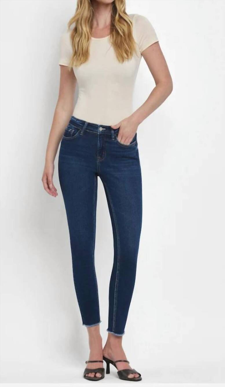 NEW FLYING MONKEY mid rise raw hem in dark wash